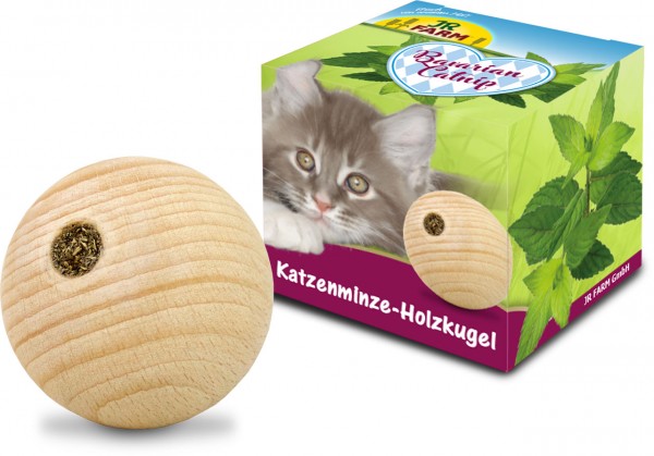 JR Cat Bavarian Catnip Katzenminze-Holzkugel