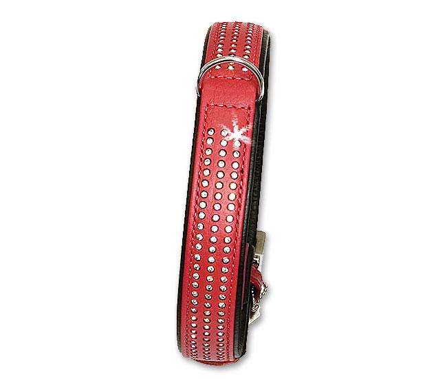 Karlie VINTAGE Strass Halsband 3-reihig - Rot - 30 mm, 55 cm