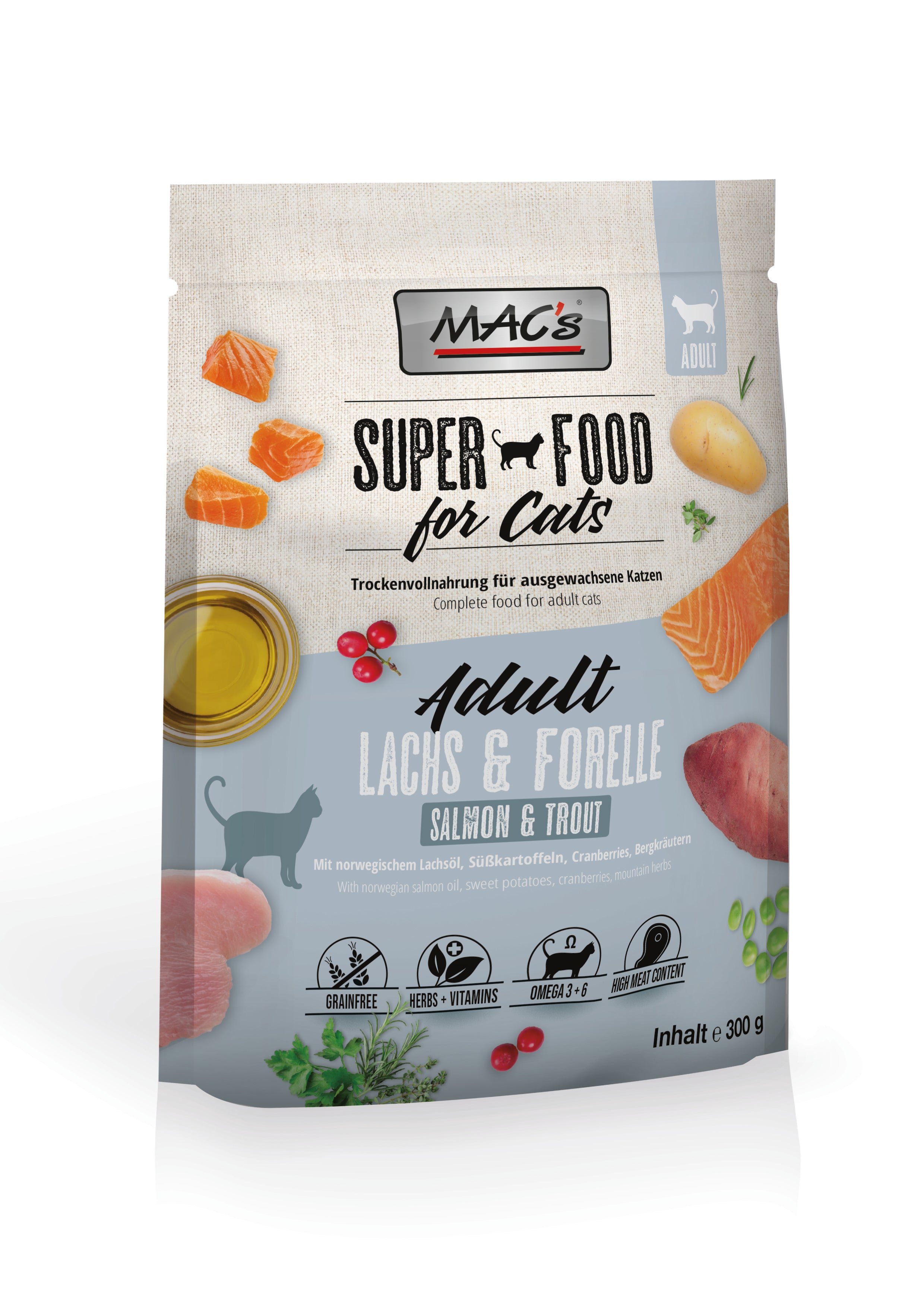 Macs Cat Adult Lachs+For. 300g